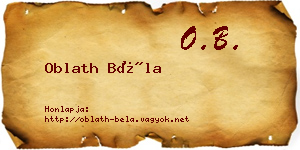 Oblath Béla névjegykártya