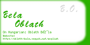 bela oblath business card